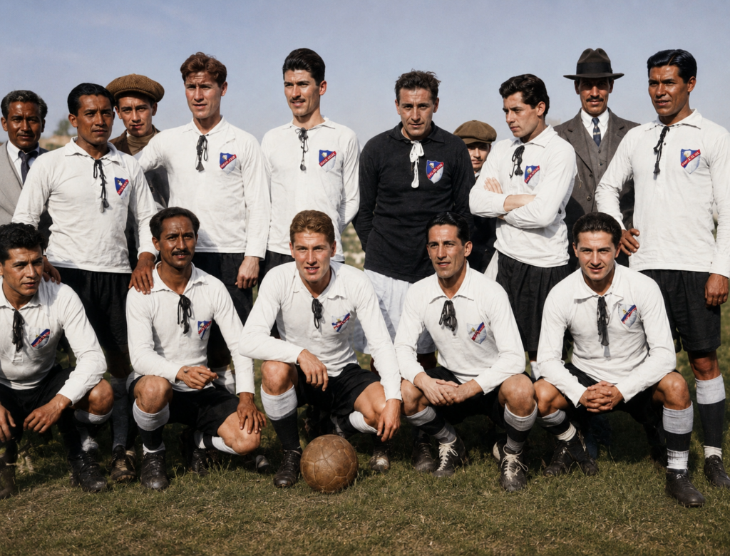 David Arellano junto a los primeros jugadores que fundaron Colo-Colo en 1925